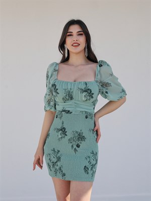 TheElsa | GİYİM | TAKI | Mint Yeşil Çiçekli Mini ElbiseELBİSEMint Yeşil Çiçekli Mini Elbise