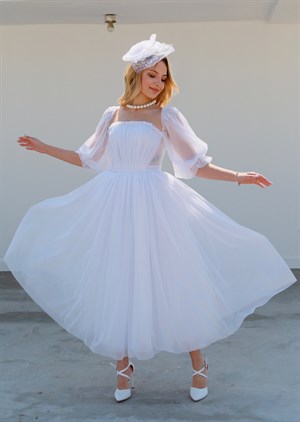 TheElsa | GİYİM | TAKI | Pera Beyaz Özel Tasarım Simli Tül Nikah ElbisesiELBİSEPera Beyaz Özel Tasarım Simli Tül Nikah Elbisesi