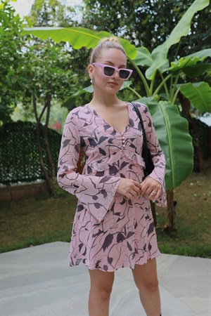 TheElsa | GİYİM | TAKI | Pudra Pembe Çiçekli Şifon ElbiseELBİSEPudra Pembe Çiçekli Şifon Elbise