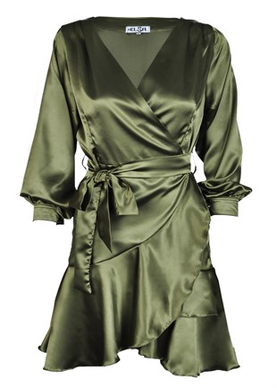 Stella Max Yeşil Saten Elbise